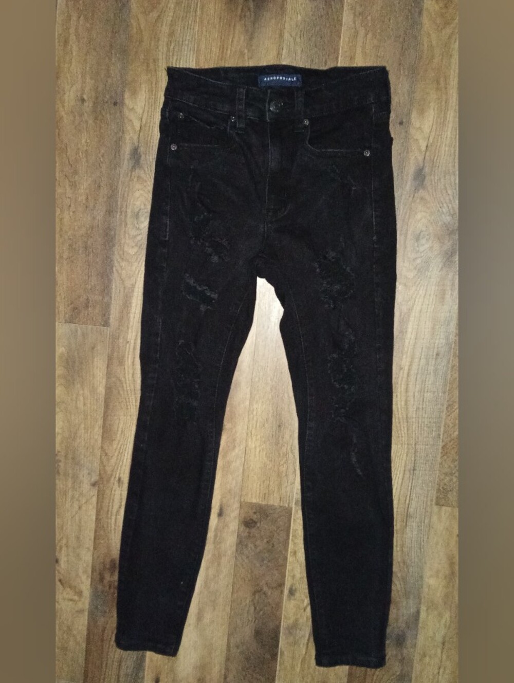 Aeropostale Ladies Girls Black Slim Jeans High Rise Jeggings 4 Short